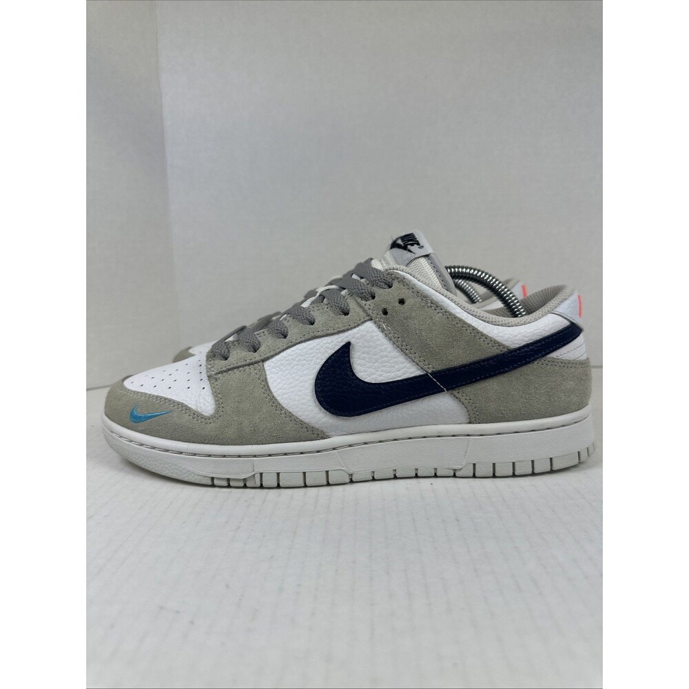 Size 10 - Nike Dunk Low Mini Swoosh - Football Grey Midnight Navy - Picture 4 of 8